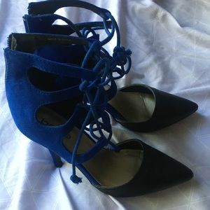 This cute blue & black heels, perfect for work.
